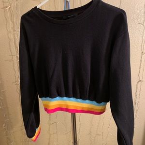 Forever 21 black/ rainbow cropped sweater